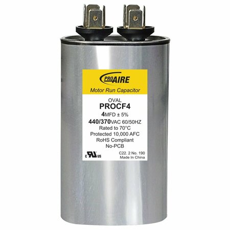 PERFECT AIRE Oval Run Capacitor, 4 MFD 440/370V PROCF4